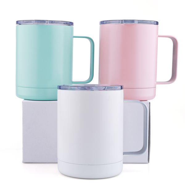 350ml Stainless Steel Vacuum Coffee Mug with Lid & handle (KA10046) - Image 2