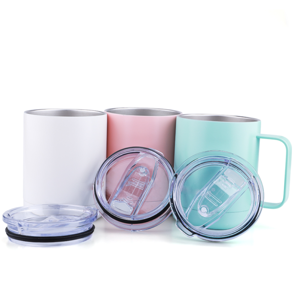 350ml Stainless Steel Vacuum Coffee Mug with Lid & handle (KA10046) - Image 4
