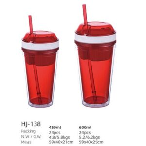 450ml/600ml Plastic Double Wall Tumbler(HJ-138)